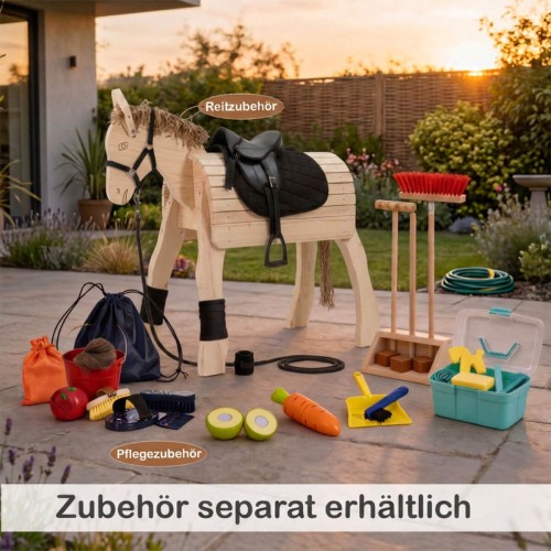 Passendes Zubehör für den Holzesel PEDRO erweitert das Rollenspiel und sorgt für noch mehr Spielspaß.